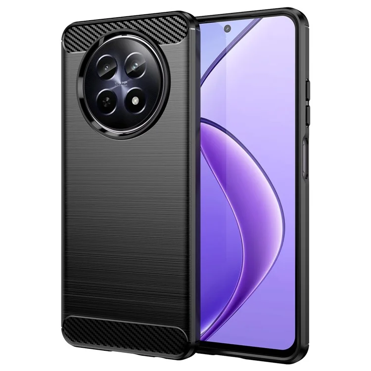 Para Realme 12 5G Funda de TPU Textura Cepillada Cubierta de Teléfono Móvil Accesorios Mayoristas - Negro
