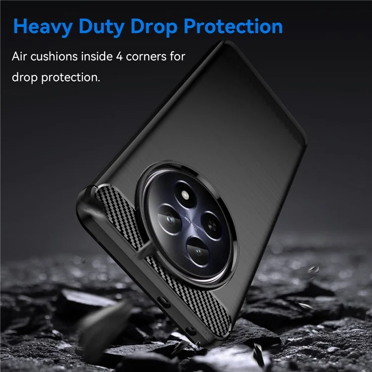 Para Realme 12 5G Funda de TPU Textura Cepillada Cubierta de Teléfono Móvil Accesorios Mayoristas - Negro