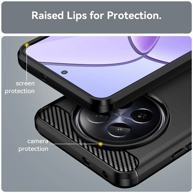 Para Realme 12 5G Funda de TPU Textura Cepillada Cubierta de Teléfono Móvil Accesorios Mayoristas - Negro
