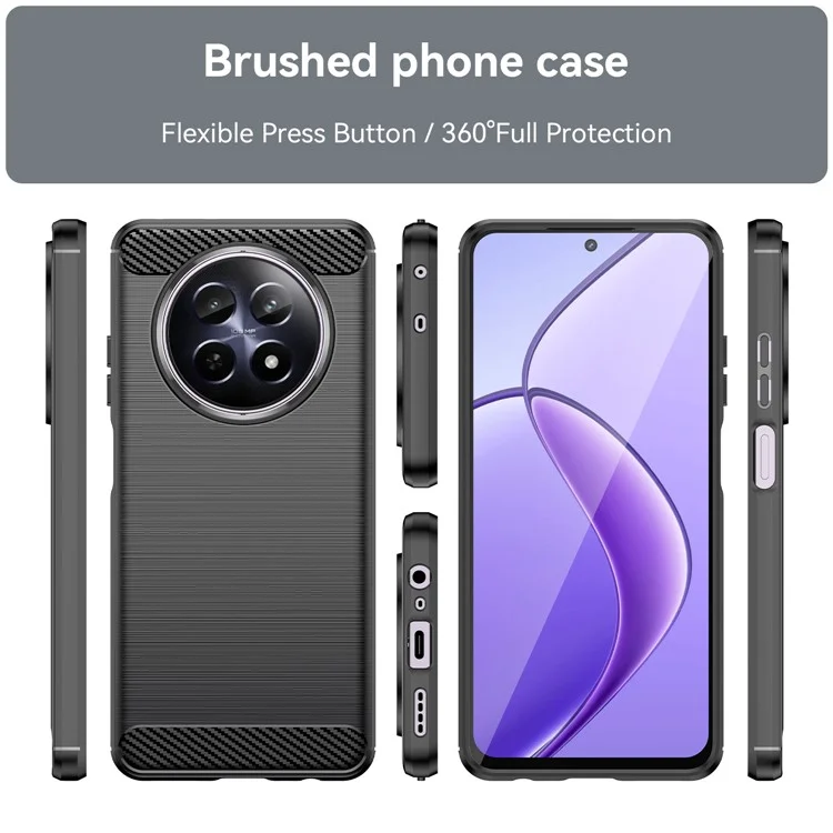 Para Realme 12 5G Funda de TPU Textura Cepillada Cubierta de Teléfono Móvil Accesorios Mayoristas - Negro