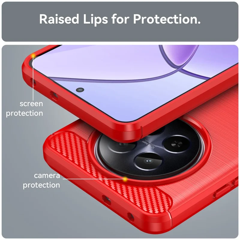 For Realme 12 5G TPU Case Brushed Phone Cover Mobile Accessories   Suppliers - Red