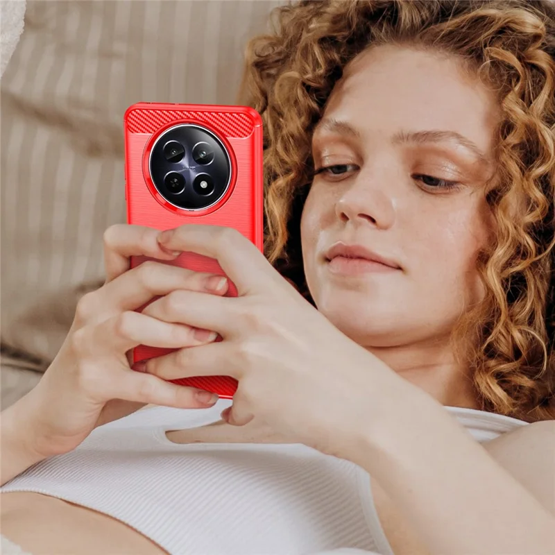 For Realme 12 5G TPU Case Brushed Phone Cover Mobile Accessories   Suppliers - Red