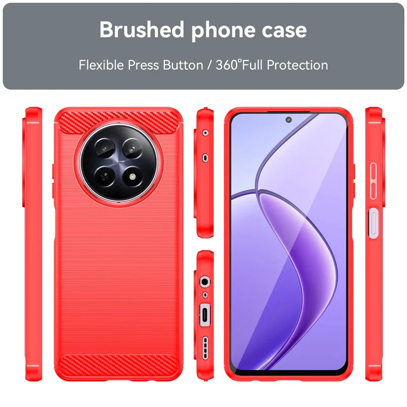 For Realme 12 5G TPU Case Brushed Phone Cover Mobile Accessories   Suppliers - Red