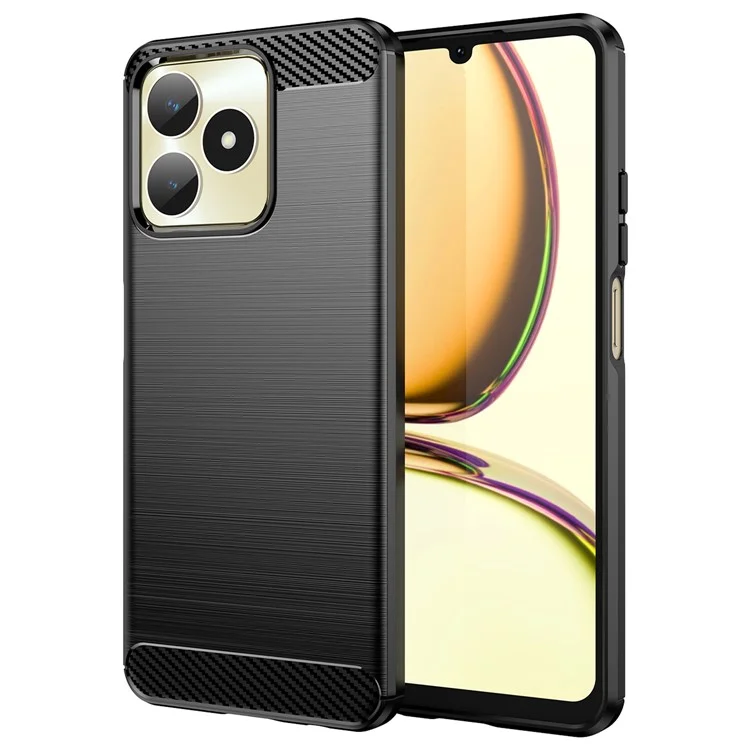 Für Realme Note 50 4G Case Carbon Fiber Textur Anti-Drop TPU Rückabdeckung - Schwarz
