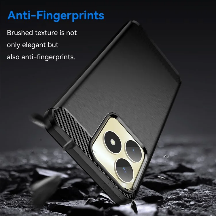 Für Realme Note 50 4G Case Carbon Fiber Textur Anti-Drop TPU Rückabdeckung - Schwarz