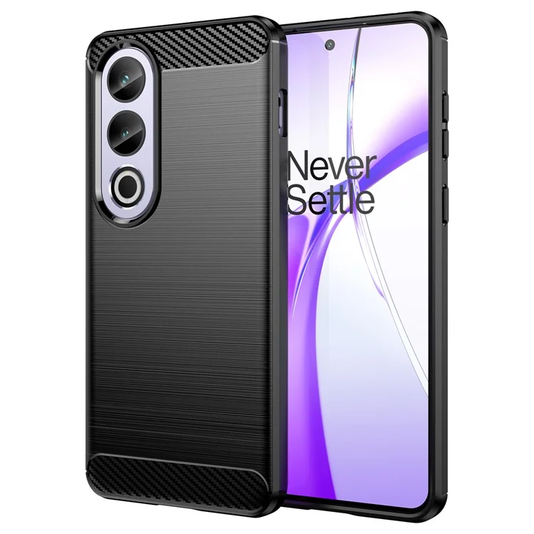 Para OnePlus Ace 3V 5G Funda Textura de Fibra de Carbono Cepillada Cubierta Trasera de TPU - Negro