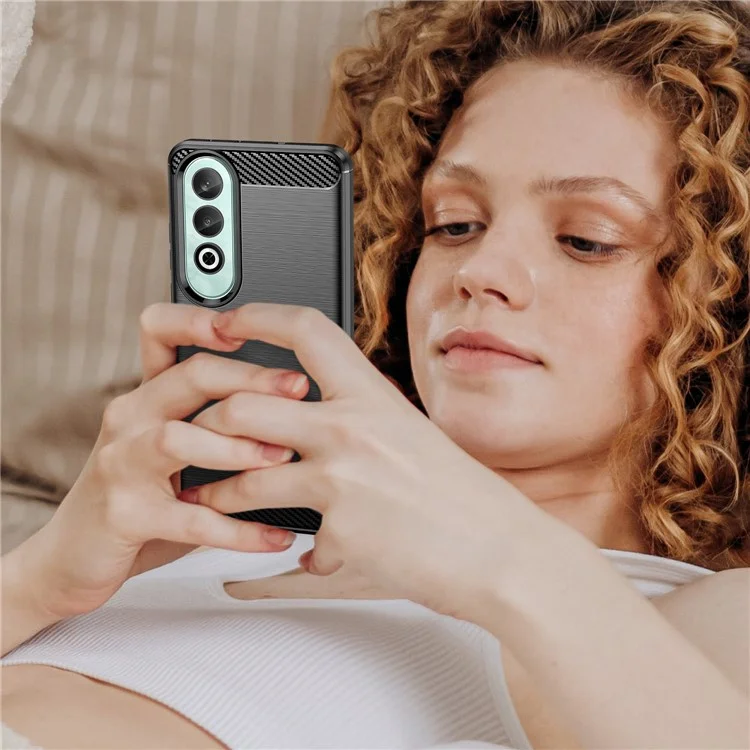 Pour OnePlus Nord CE4 5G Coque en fibre de carbone Texture TPU Housse de téléphone Gros - Noir
