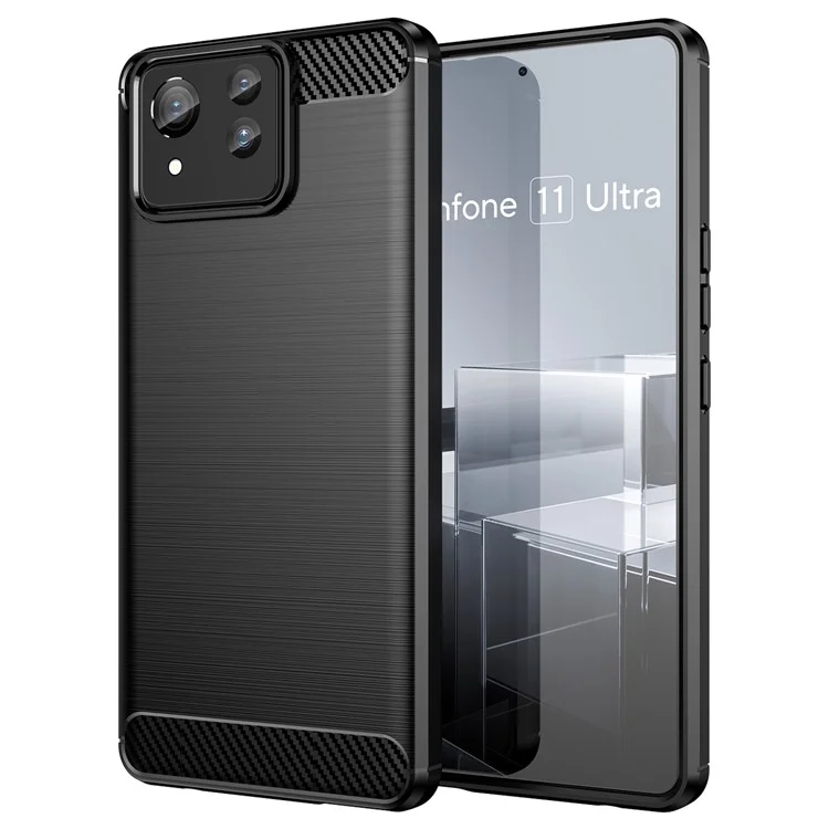 Для Asus Zenfone 11 Ultra 5G TPU чехол углеродного волокна Текстура мягкий чехол для телефона - черный
