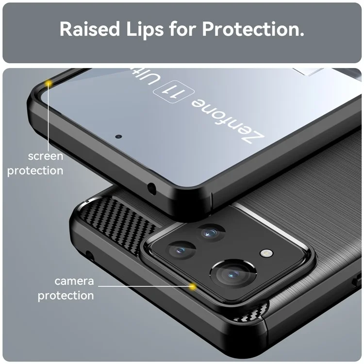 Для Asus Zenfone 11 Ultra 5G TPU чехол углеродного волокна Текстура мягкий чехол для телефона - черный