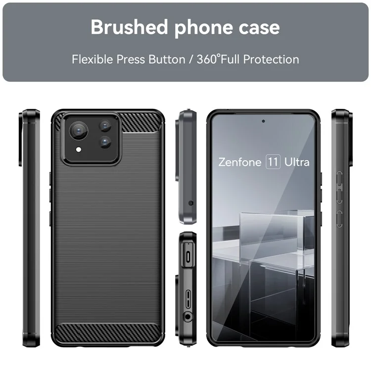 Для Asus Zenfone 11 Ultra 5G TPU чехол углеродного волокна Текстура мягкий чехол для телефона - черный