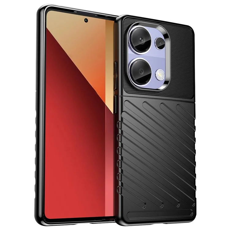 Thunder Series For Xiaomi Redmi Note 13 Pro 4G / Poco M6 Pro 4G TPU Case Twill Texture Phone Back Cover - Black