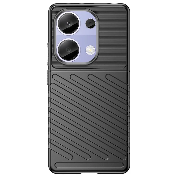 Thunder Series For Xiaomi Redmi Note 13 Pro 4G / Poco M6 Pro 4G TPU Case Twill Texture Phone Back Cover - Black