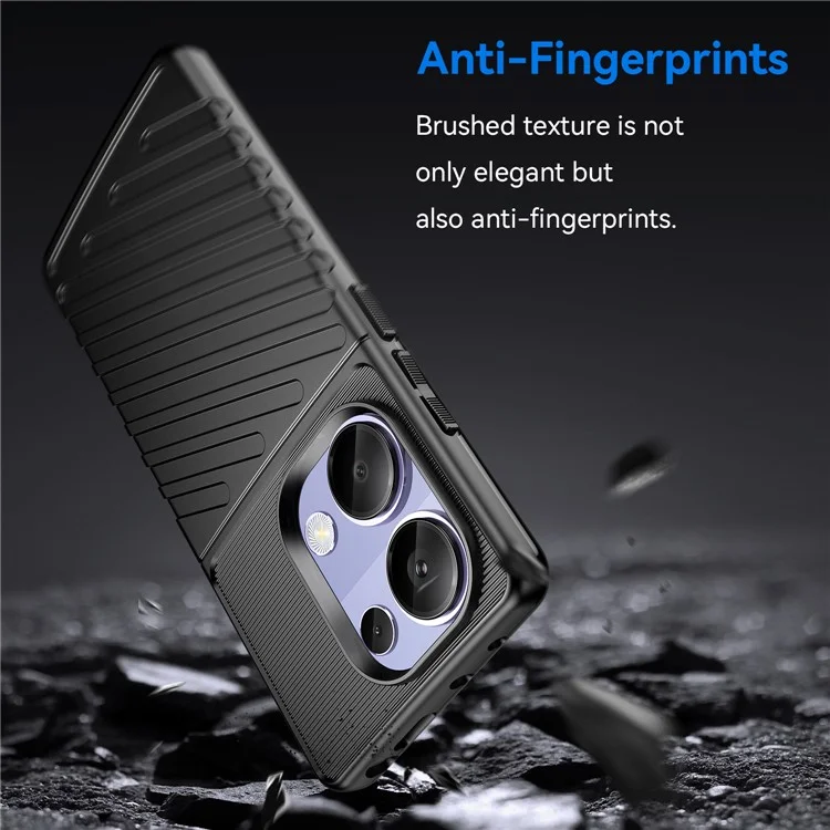 Thunder Series For Xiaomi Redmi Note 13 Pro 4G / Poco M6 Pro 4G TPU Case Twill Texture Phone Back Cover - Black