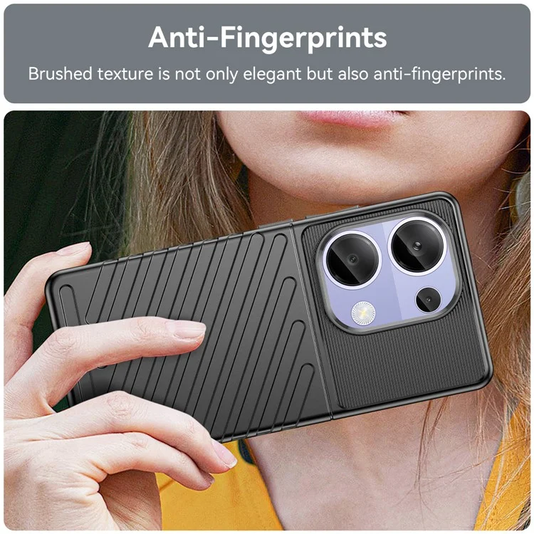 Thunder Series For Xiaomi Redmi Note 13 Pro 4G / Poco M6 Pro 4G TPU Case Twill Texture Phone Back Cover - Black