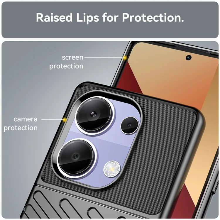 Thunder Series For Xiaomi Redmi Note 13 Pro 4G / Poco M6 Pro 4G TPU Case Twill Texture Phone Back Cover - Black