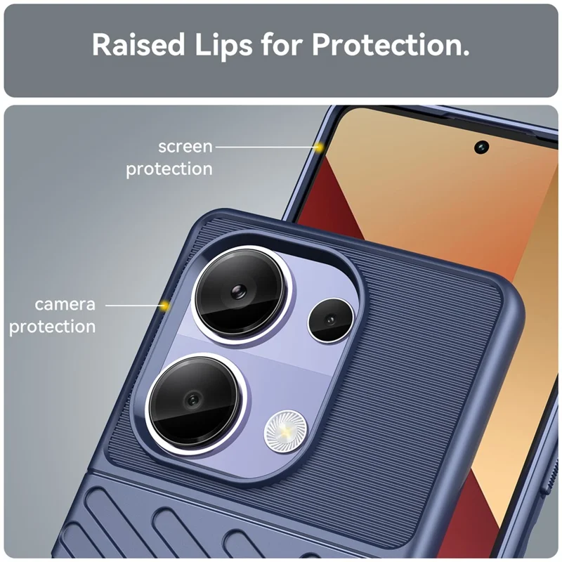 Série Thunder pour Xiaomi Redmi Note 13 Pro 4G / Poco M6 Pro 4G Étui TPU Texture de sergé Housse de protection pour téléphone - Bleu