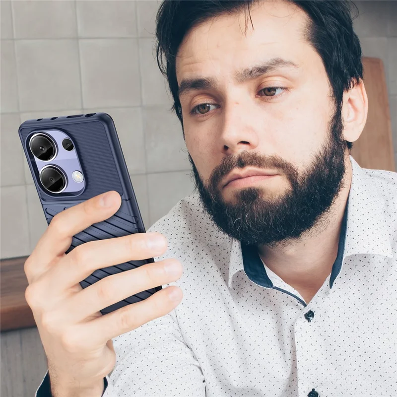 Série Thunder pour Xiaomi Redmi Note 13 Pro 4G / Poco M6 Pro 4G Étui TPU Texture de sergé Housse de protection pour téléphone - Bleu