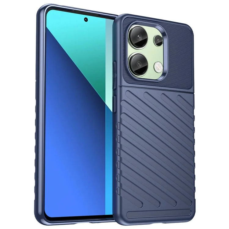 Thunder Series For Xiaomi Redmi Note 13 4G Case Twill Texture Thickened TPU Soft Phone Cover - Blue