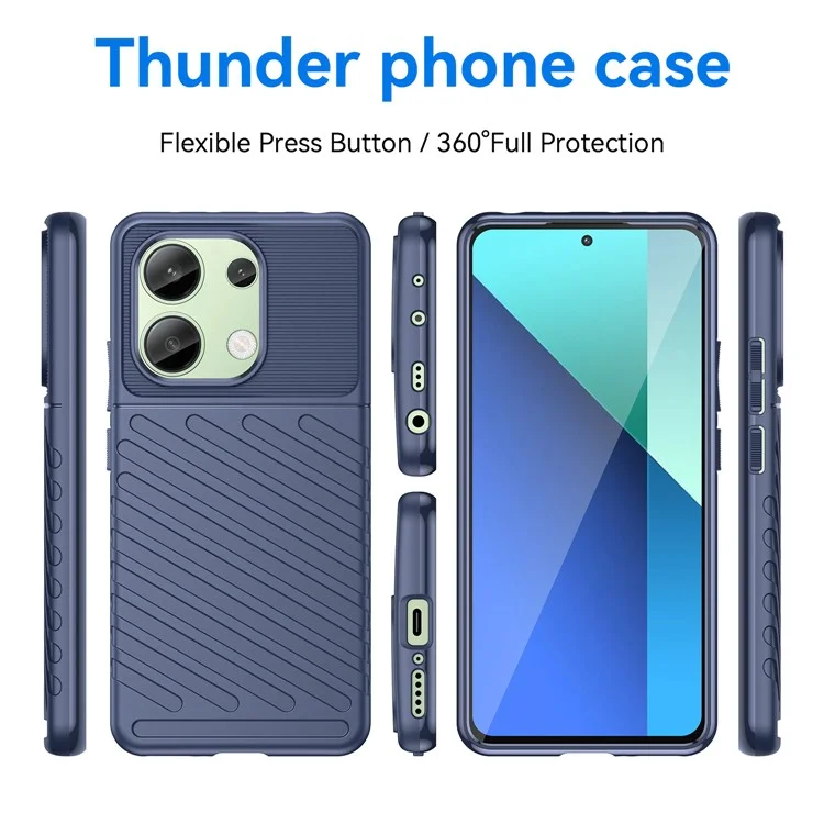 Thunder Series For Xiaomi Redmi Note 13 4G Case Twill Texture Thickened TPU Soft Phone Cover - Blue
