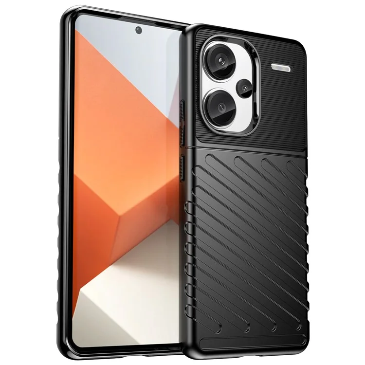 Thunder Series For Xiaomi Redmi Note 13 Pro+ 5G TPU Phone Case Twill Texture Back Cover - Black