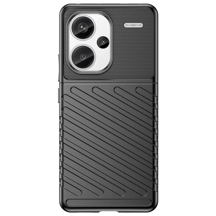 Thunder Series For Xiaomi Redmi Note 13 Pro+ 5G TPU Phone Case Twill Texture Back Cover - Black