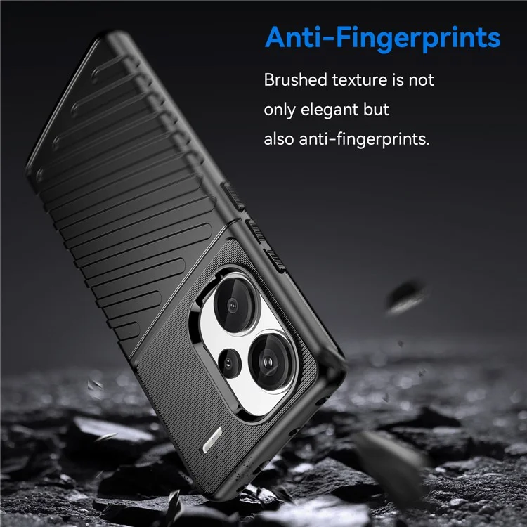 Thunder Series For Xiaomi Redmi Note 13 Pro+ 5G TPU Phone Case Twill Texture Back Cover - Black