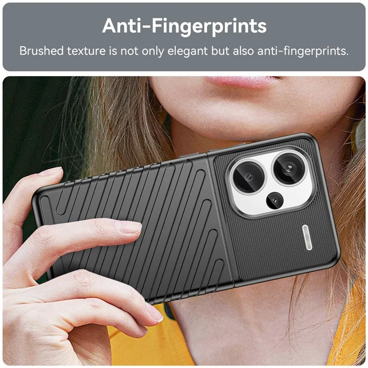 Thunder Series For Xiaomi Redmi Note 13 Pro+ 5G TPU Phone Case Twill Texture Back Cover - Black