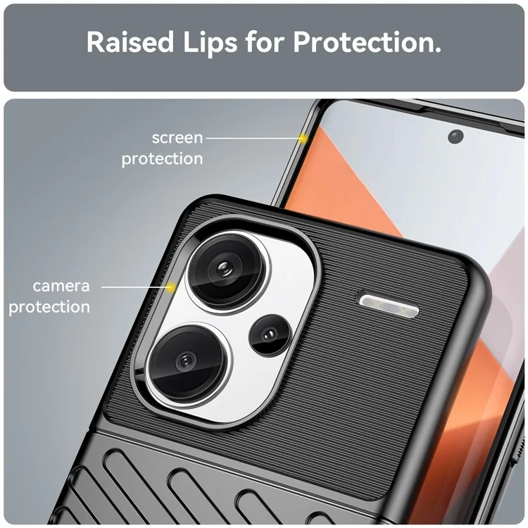 Thunder Series For Xiaomi Redmi Note 13 Pro+ 5G TPU Phone Case Twill Texture Back Cover - Black