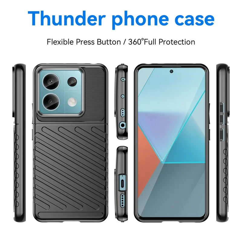 Serie Thunder per Xiaomi Redmi Note 13 Pro 5G / Poco X6 5G Custodia Cover Morbida in TPU Rinforzato - Nero