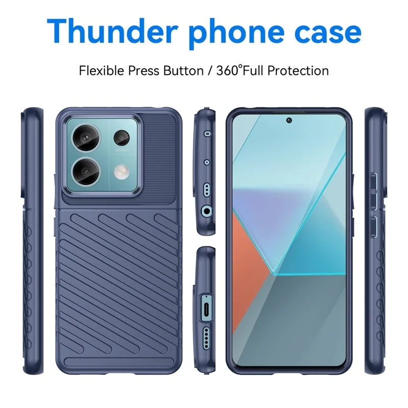 Thunder Series For Xiaomi Redmi Note 13 Pro 5G / Poco X6 5G Case Thickened TPU Soft Phone Cover - Blue