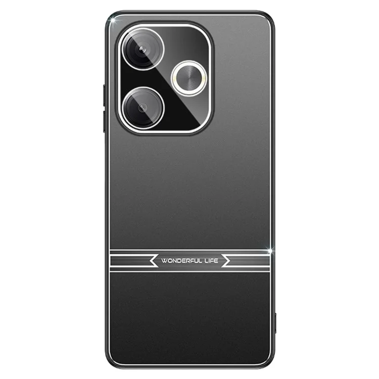 Matte Case for Xiaomi Redmi Turbo 3 5G / Poco F6 5G Bump Proof Metal+PC+TPU Phone Cover - Black+Brushed Black