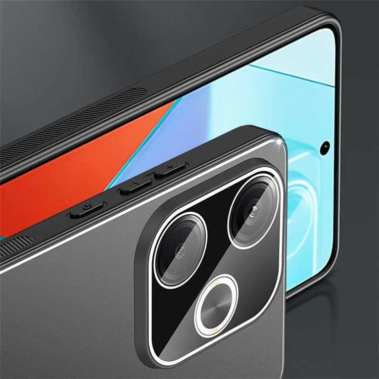 Matte Case for Xiaomi Redmi Turbo 3 5G / Poco F6 5G Bump Proof Metal+PC+TPU Phone Cover - Black+Brushed Black