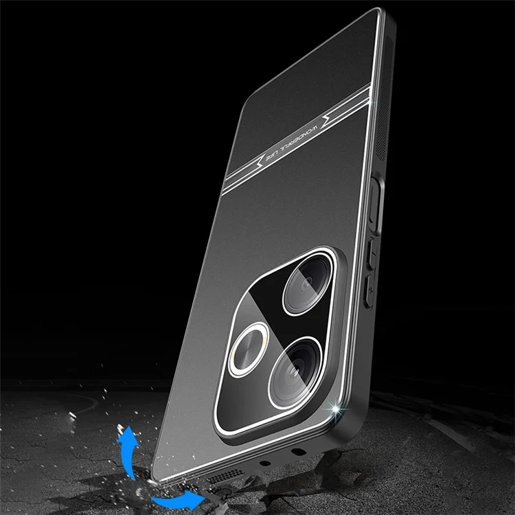 Matte Case for Xiaomi Redmi Turbo 3 5G / Poco F6 5G Bump Proof Metal+PC+TPU Phone Cover - Blackblack+Rose Gold+Rose Gold