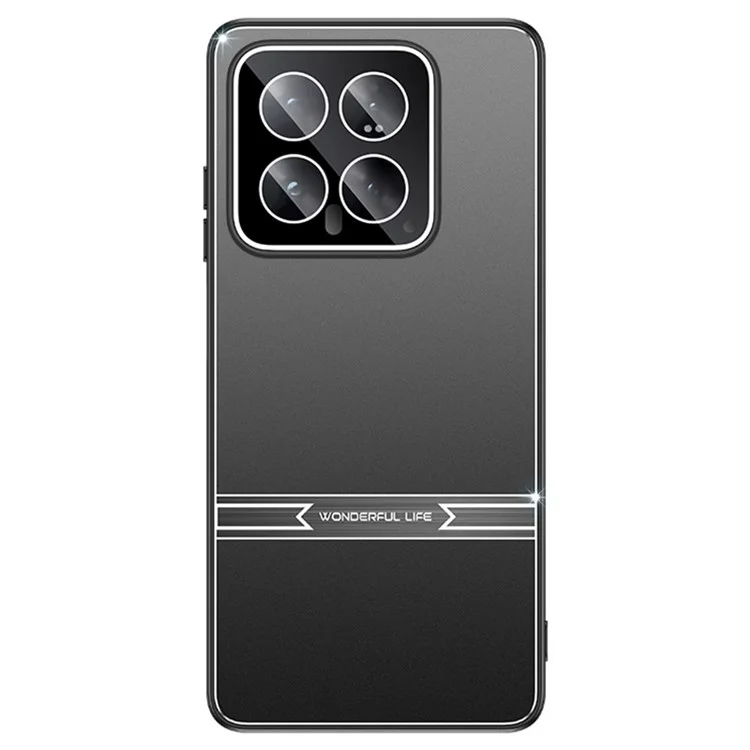 For Xiaomi 14 Phone Case Metal+PC+TPU Matte Anti-scratch Smartphone Cover - Black+Brushed Black