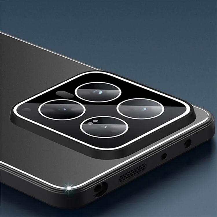 For Xiaomi 14 Phone Case Metal+PC+TPU Matte Anti-scratch Smartphone Cover - Black+Brushed Black