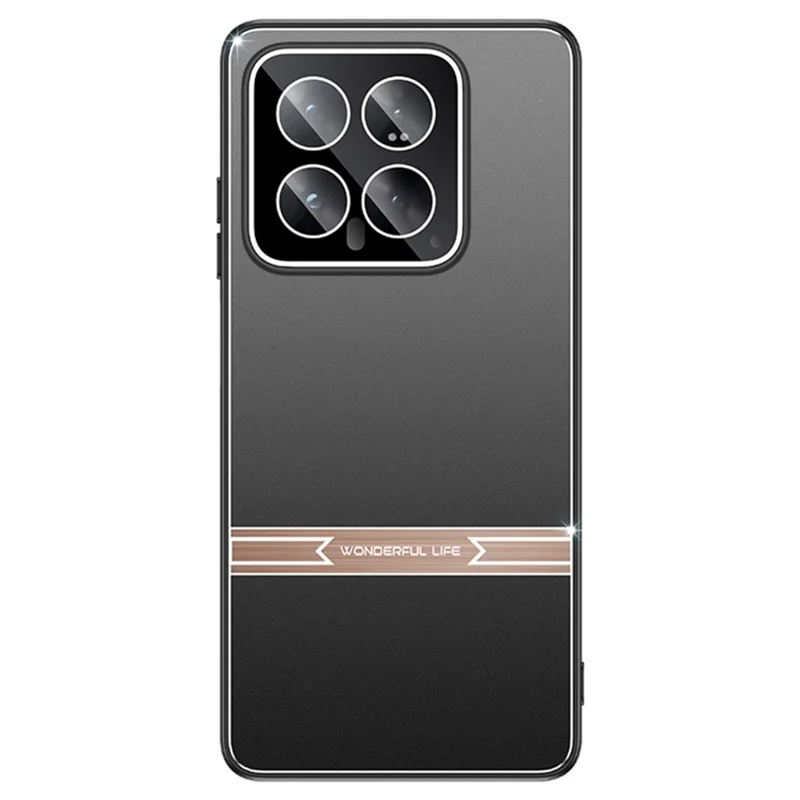 For Xiaomi 14 Phone Case Metal+PC+TPU Matte Anti-scratch Smartphone Cover - Black+Rose Gold