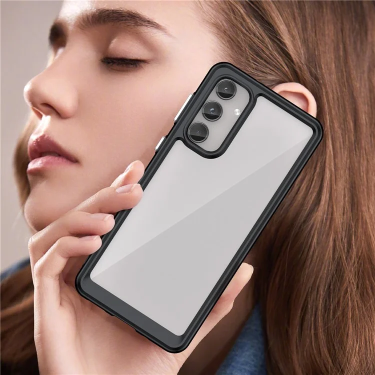 Per Samsung Galaxy M55 5G / C55 5G / F55 5G Custodia TPU Frame Clear Acrylic Protective Phone Cover - Nero
