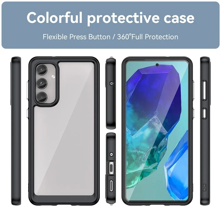 Per Samsung Galaxy M55 5G / C55 5G / F55 5G Custodia TPU Frame Clear Acrylic Protective Phone Cover - Nero