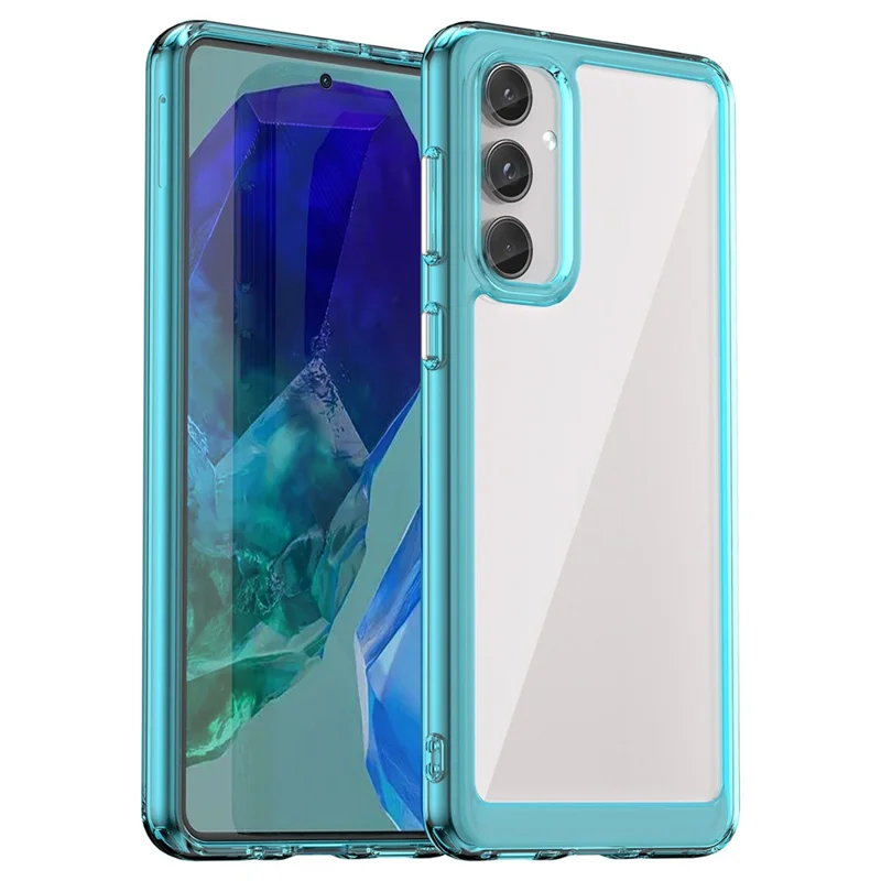 For Samsung Galaxy M55 5G / C55 5G / F55 5G Case TPU Frame Clear Acrylic Protective Phone Cover - Transparent Blue