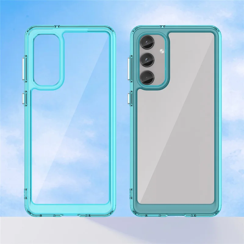For Samsung Galaxy M55 5G / C55 5G / F55 5G Case TPU Frame Clear Acrylic Protective Phone Cover - Transparent Blue