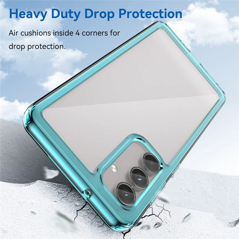 For Samsung Galaxy M55 5G / C55 5G / F55 5G Case TPU Frame Clear Acrylic Protective Phone Cover - Transparent Blue