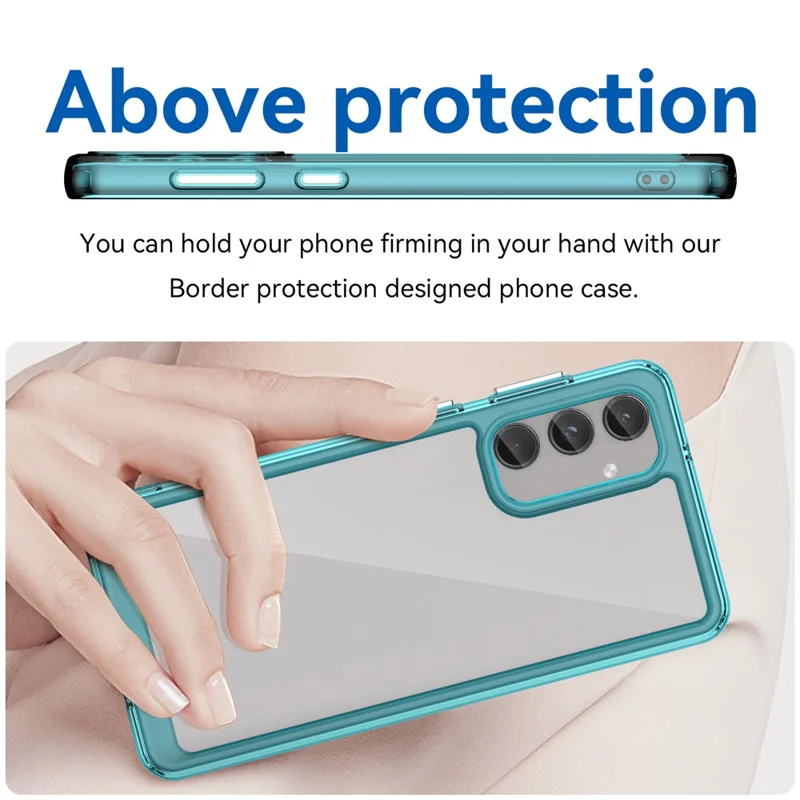 For Samsung Galaxy M55 5G / C55 5G / F55 5G Case TPU Frame Clear Acrylic Protective Phone Cover - Transparent Blue