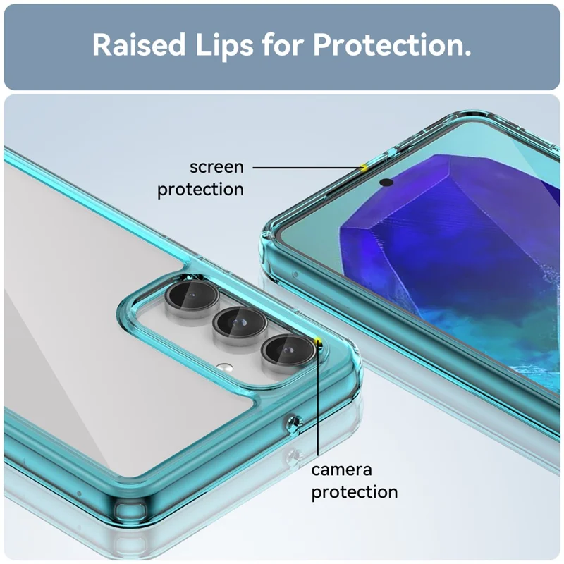 For Samsung Galaxy M55 5G / C55 5G / F55 5G Case TPU Frame Clear Acrylic Protective Phone Cover - Transparent Blue