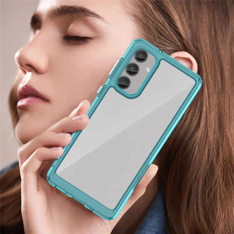 For Samsung Galaxy M55 5G / C55 5G / F55 5G Case TPU Frame Clear Acrylic Protective Phone Cover - Transparent Blue