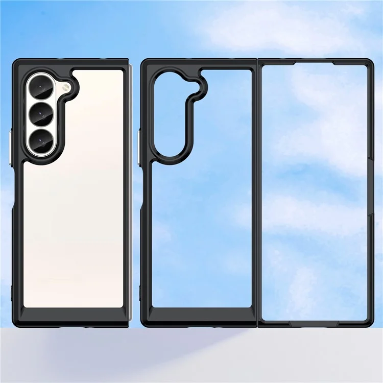 Pour Samsung Galaxy Z Fold6 5G Case Protective TPU+Acrylic Phone Mobile Parts Wholesale - Noir
