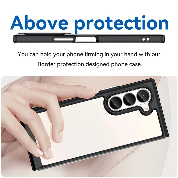 Pour Samsung Galaxy Z Fold6 5G Case Protective TPU+Acrylic Phone Mobile Parts Wholesale - Noir