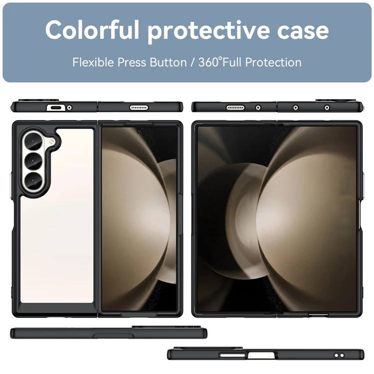 Pour Samsung Galaxy Z Fold6 5G Case Protective TPU+Acrylic Phone Mobile Parts Wholesale - Noir