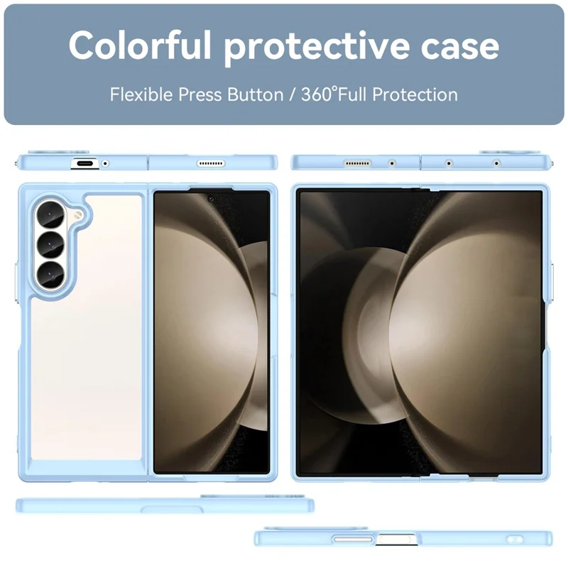 For Samsung Galaxy Z Fold6 5G Case Protective TPU+Acrylic Phone Mobile Parts   - Blue