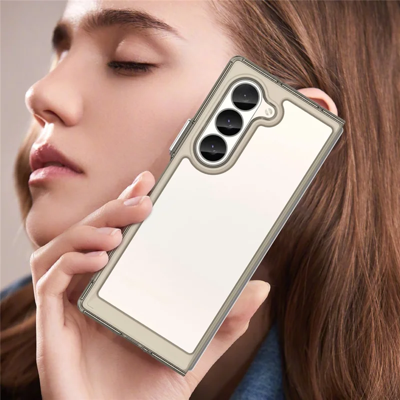 For Samsung Galaxy Z Fold6 5G Case Protective TPU+Acrylic Phone Mobile Parts Wholesale - Transparent Grey