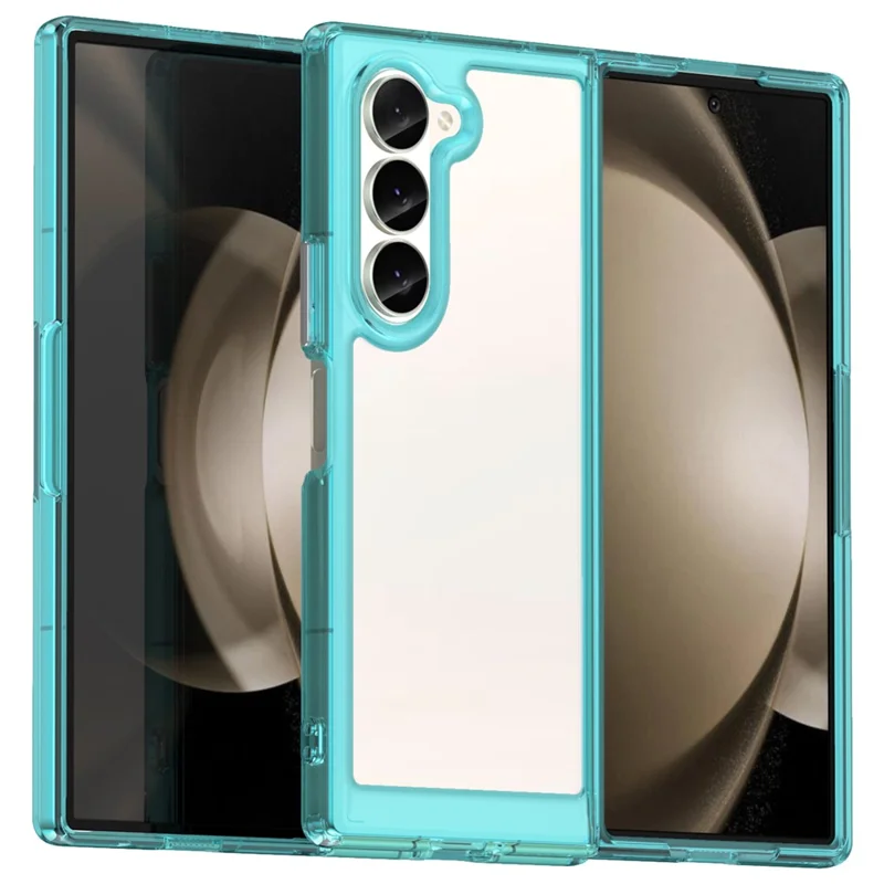For Samsung Galaxy Z Fold6 5G Case Protective TPU+Acrylic Phone Mobile Parts   - Transparent Blue